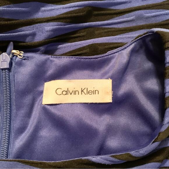 CALVIN KLEIN Womens Gorgeous Cobalt Blue & Black Sheath Dress Small Business - Picture 3 of 11